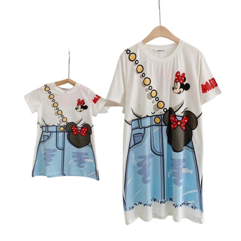 画像3: Kids Disney Minnie mouse Trompe l'oeil Print Dress kids to adults キッズ ディズニー ミニーマウス ミニーちゃん だまし絵 ワンピース 親子コーデ (3)