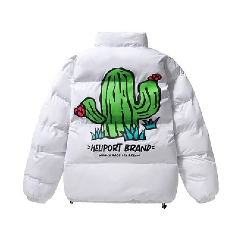 画像2: HELIPORT BRAND Big Cactus Print down  jacket ユニセックス 男女兼用 ビッグカクタス バックプリント ダウンコートジャケット ブルゾン 背面プリント (2)