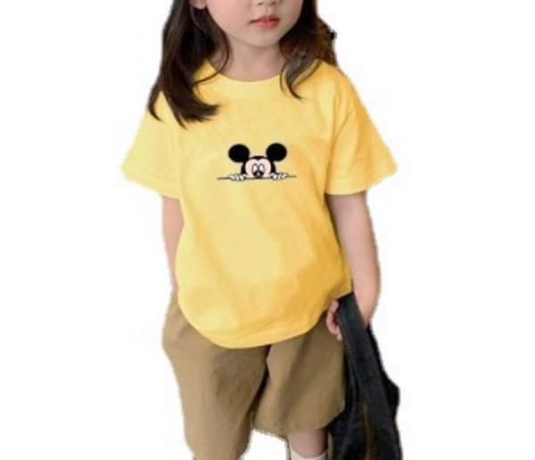 画像1: Kids Unis Occasionally Mickey Mouse Print T-shirt   ユニセックス 男女キッズ兼用ひょっこりミッキーマウスプリント半袖Tシャツ (1)