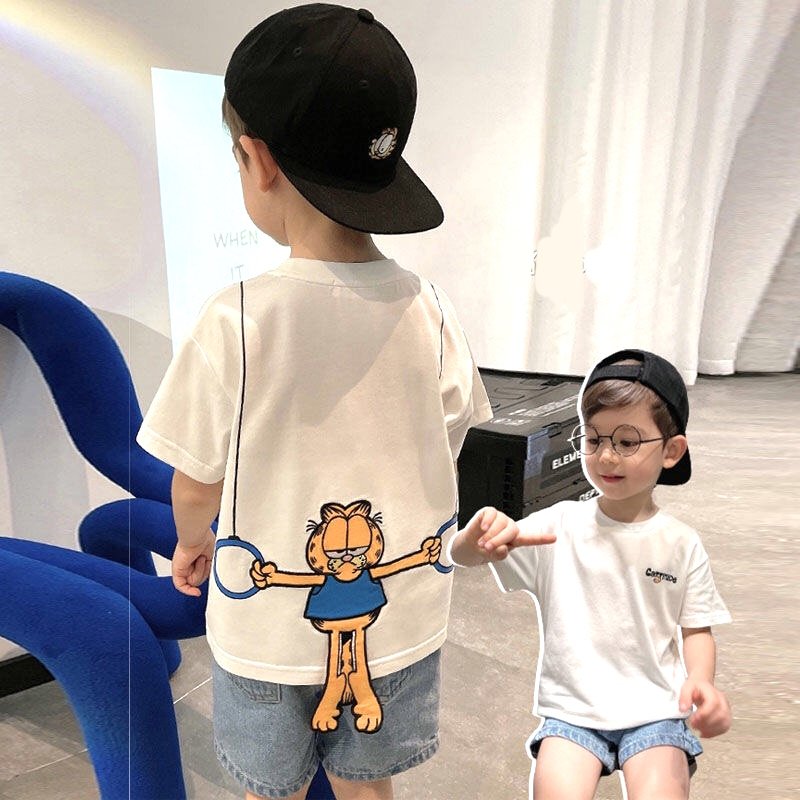 画像3: Baby Kids Unisex Garfield 3D Tshirts 男女兼用 ベビーキッズ ガーフィールド アップリケ半袖 Tシャツ 子供服 (3)