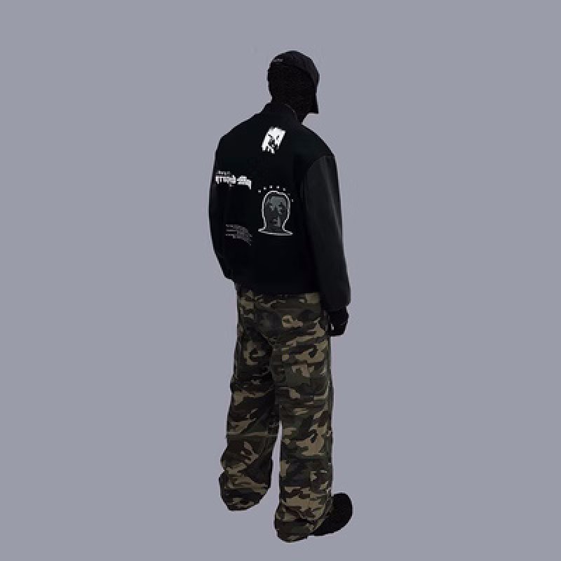 画像5: BLAEXIT Stars & Comics leather sleeves baseball jacket stadium jacket baseball uniform jacket blouson  ユニセックス 男女兼用スター&コミックレザースリーブスタジアムジャンパー ダウンジャケット スタジャン MA-1 ボンバー ジャケット ブルゾン (5)