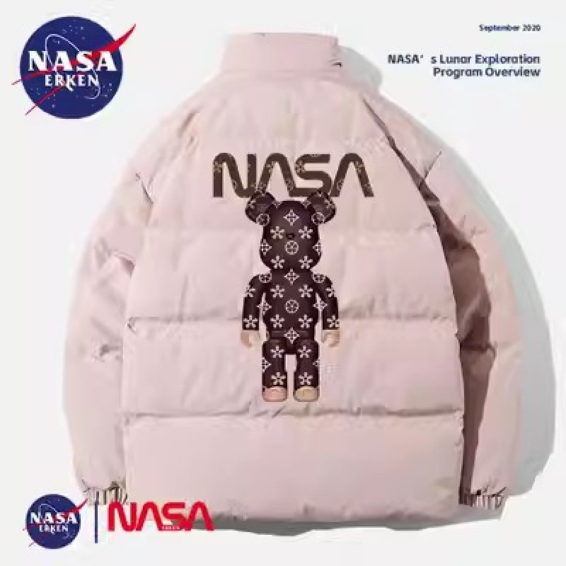 画像5: Back print NASA × Monogram bear brick Down jacket blouson Stand Collar ユニセックス 男女兼用 ナサ×モノグラム ベアブリック ダウンジャケット  ジャンパー バックプリント 背面プリント (5)