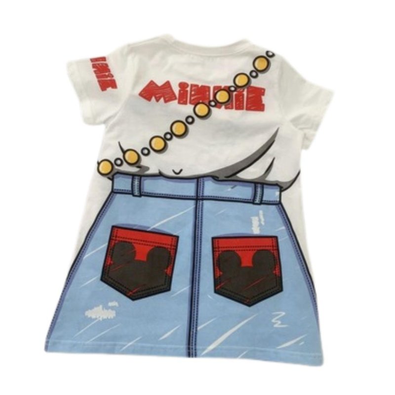 画像2: Kids Disney Minnie mouse Trompe l'oeil Print Dress kids to adults キッズ ディズニー ミニーマウス ミニーちゃん だまし絵 ワンピース 親子コーデ (2)