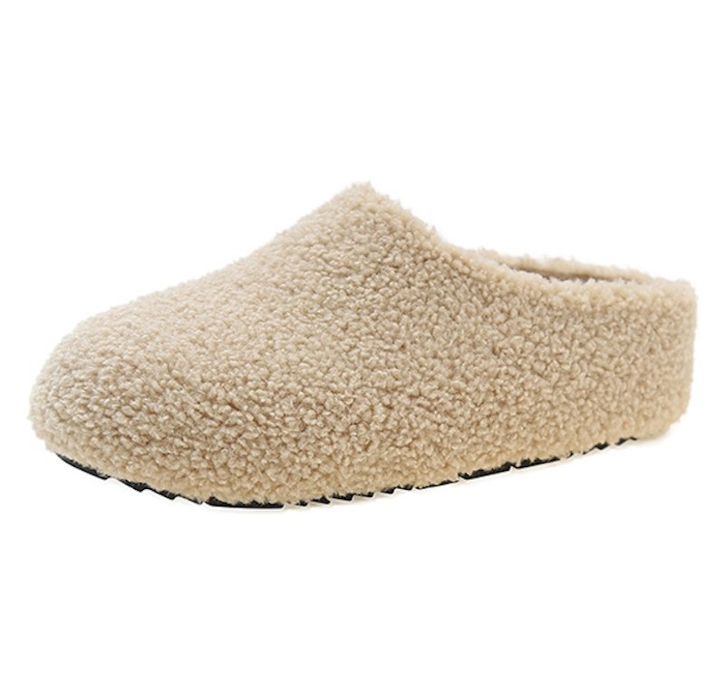 画像1: Women’s fur thick-soled fur half slippers 　厚底ファーハーフスリッパパンプス (1)