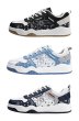 画像4: Unisex Paisley & crane print lace up leather sneakers shoes 男女兼用 ユニセックスペイズリー＆鶴クレインプリントレースアップ スニーカー スケートボードシューズ (4)