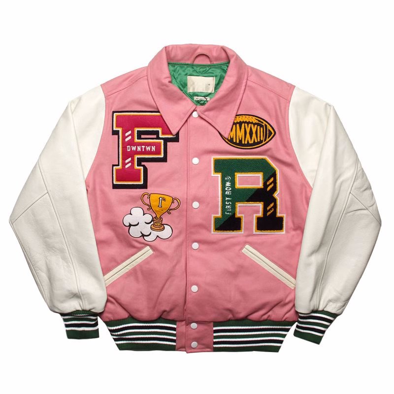 画像3: wool and cowhide sleeve quilted baseball jacket embroidery baseball jacket stadium jacket baseball uniform jacket blouson  ユニセックス 男女兼用ウールと牛革の袖刺繍エンブレムスタジアムジャンパー ダウンジャケット スタジャン MA-1 ボンバー ジャケット ブルゾン (3)