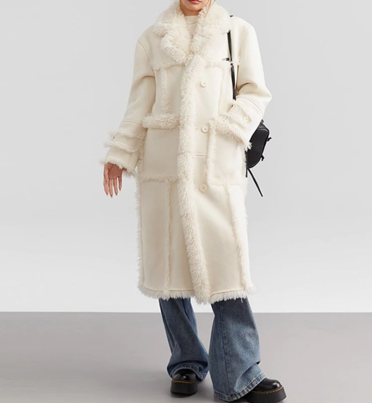 画像4: reversible thickened lamb plush long Coat リバーシブルラムファーロング丈コート ジャケット (4)