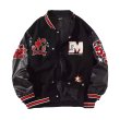 画像3: stitching letter embroidered baseball jacket embroidery baseball jacket stadium jacket baseball uniform jacket blouson  ユニセックス 男女兼用ステッチングベースボール刺繍エンブレムスタジアムジャンパー ダウンジャケット スタジャン MA-1 ボンバー ジャケット ブルゾン (3)