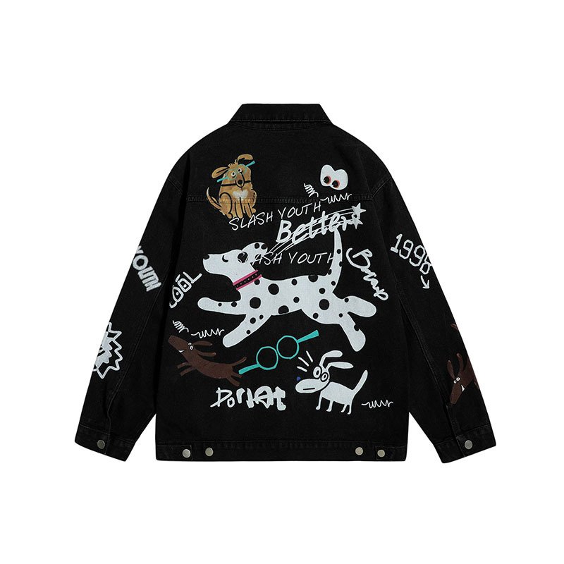 画像4: cartoon graffiti denim jacket G Jean blouson  ユニセックス 男女兼用コミックグラフィックデニムジャケット Gジャンブルゾン (4)