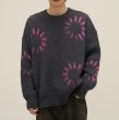 画像6: Unisex color-blocked round neck circle braid sweater　ユニセックス 男女兼用 サークル編み込みモヘアセーター (6)