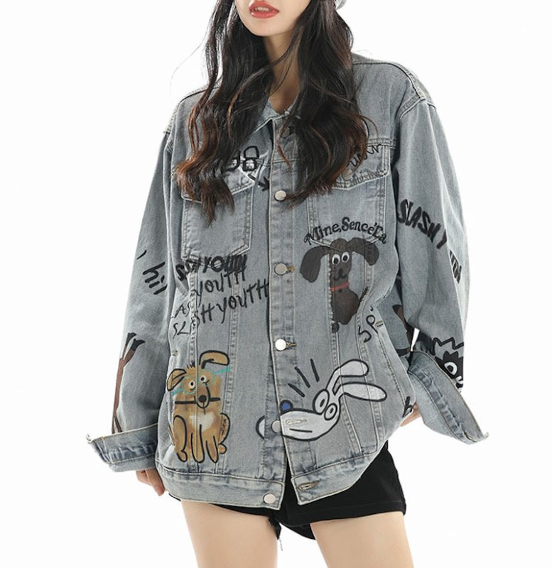 画像8: cartoon graffiti denim jacket G Jean blouson  ユニセックス 男女兼用コミックグラフィックデニムジャケット Gジャンブルゾン (8)