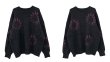 画像3: Unisex color-blocked round neck circle braid sweater　ユニセックス 男女兼用 サークル編み込みモヘアセーター (3)