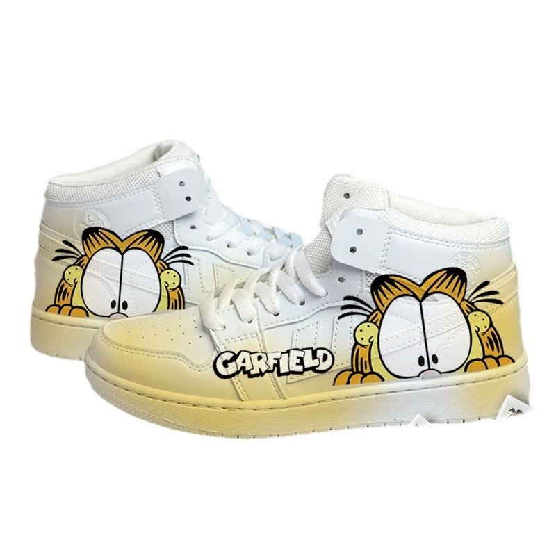 ガーフィールド Unisex garfield print lace up leather sneakers shoes 男女