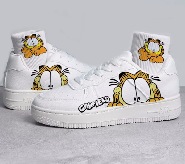 画像2: Unisex garfield print lace up leather sneakers shoes 男女兼用 ユニセックスガーフィールドプリント レースアップレザースニーカーシューズ (2)