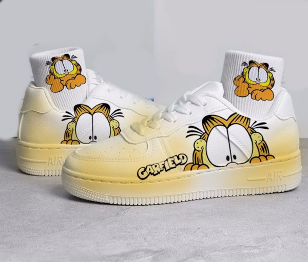画像3: Unisex garfield print lace up leather sneakers shoes 男女兼用 ユニセックスガーフィールドプリント レースアップレザースニーカーシューズ (3)