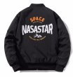 画像2: NASA astronaut× nasa star embroidery  MA-1 baseball jacket stadium jacket baseball uniform jacket blouson  ユニセックス 男女兼用 NASAナサ×ナサスター刺繍スタジアムジャンパー ダウンジャケット スタジャン MA-1 ボンバー ジャケット ブルゾン (2)