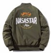 画像1: NASA astronaut× nasa star embroidery  MA-1 baseball jacket stadium jacket baseball uniform jacket blouson  ユニセックス 男女兼用 NASAナサ×ナサスター刺繍スタジアムジャンパー ダウンジャケット スタジャン MA-1 ボンバー ジャケット ブルゾン (1)