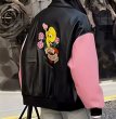 画像3: looney tunes tweety stadium jacket BASEBALL JACKET baseball uniform jacket blouson  ユニセックス 男女兼用ルーニー・テューンズトゥイーティーレザー スタジアムジャンパー スタジャン MA-1 ボンバー ジャケット ブルゾン (3)