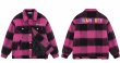 画像3: Nariele letter embroidery color block plaid jacket baseball uniform jacket blouson  ユニセックス 男女兼用レター刺繍カラーブロックチェック柄ジャケット スタジャン MA-1 ボンバー ジャケット ブルゾン (3)
