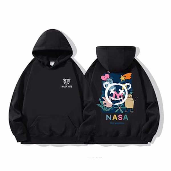 画像1: NASA x Bear x KAWS Print  pullover hoodie hoody   ユニセックス 男女兼用 ナサNASAナサ×ベア熊×カウズプリント パーカー　フーディ　プルオーバースウェット トレーナー (1)