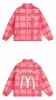 画像3: McDonald's Print cotton-padded jacketsdown  jacket　ユニセックス 男女兼用Mプリントチェックプリントダウンコートジャケット ブルゾン　 (3)