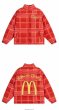 画像2: McDonald's Print cotton-padded jacketsdown  jacket　ユニセックス 男女兼用Mプリントチェックプリントダウンコートジャケット ブルゾン　 (2)