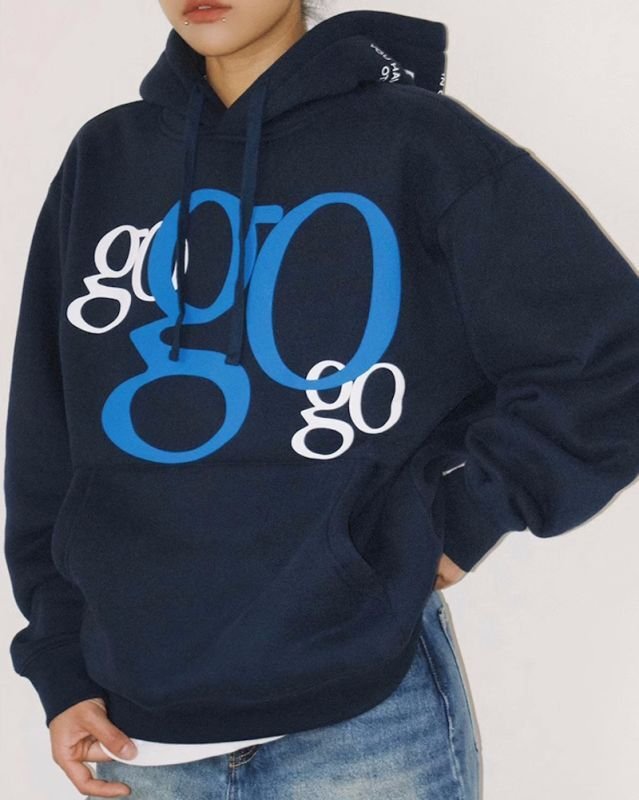 画像3: GO×Go×GO logoPrint  pullover hoodie hoody   ユニセックス 男女兼用 3GOプリント パーカー フーディ プルオーバースウェット トレーナー (3)