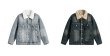 画像7: sherpa denim  jacket　ユニセックス 男女兼用デニムファーカラージャケットGジャン ブルゾン　 (7)