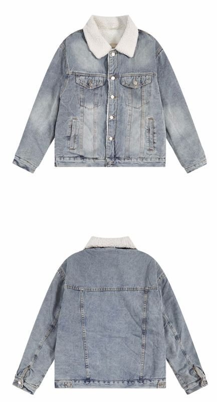 画像8: sherpa denim  jacket　ユニセックス 男女兼用デニムファーカラージャケットGジャン ブルゾン　 (8)