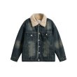 画像2: sherpa denim  jacket　ユニセックス 男女兼用デニムファーカラージャケットGジャン ブルゾン　 (2)