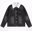 画像11: sherpa denim  jacket　ユニセックス 男女兼用デニムファーカラージャケットGジャン ブルゾン　 (11)