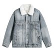 画像1: sherpa denim  jacket　ユニセックス 男女兼用デニムファーカラージャケットGジャン ブルゾン　 (1)