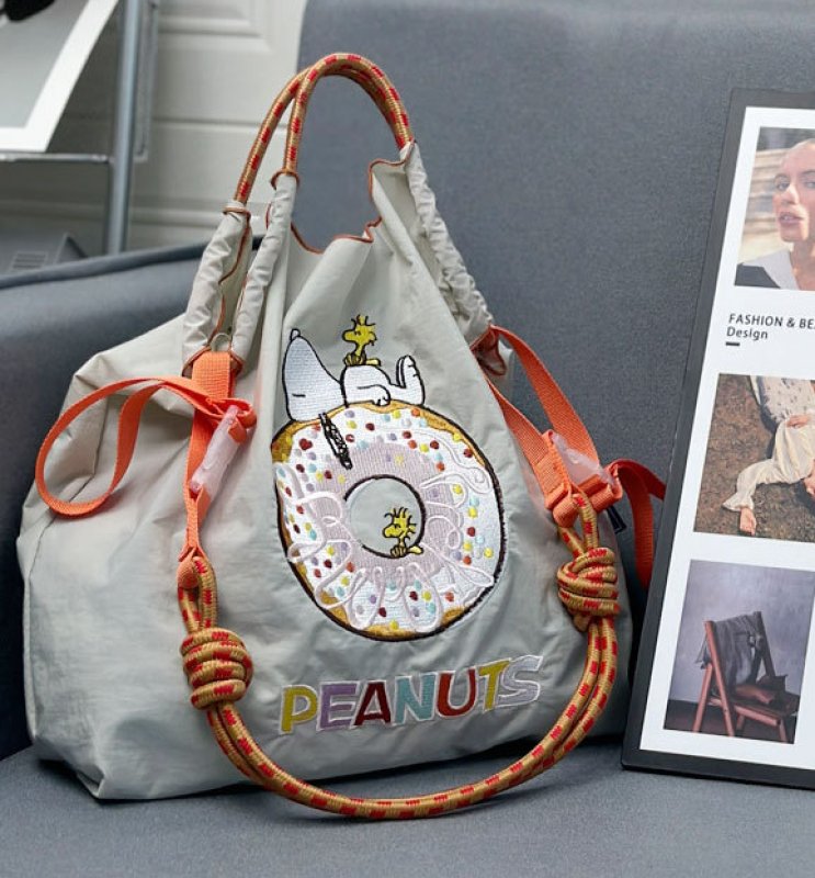 画像5: Donut x Snoopy x Woodstock ballchain tote shoulder bag  スヌーピー×ウッドストック×ドーナツトートショルダーエコショッピングバッグバッグ (5)