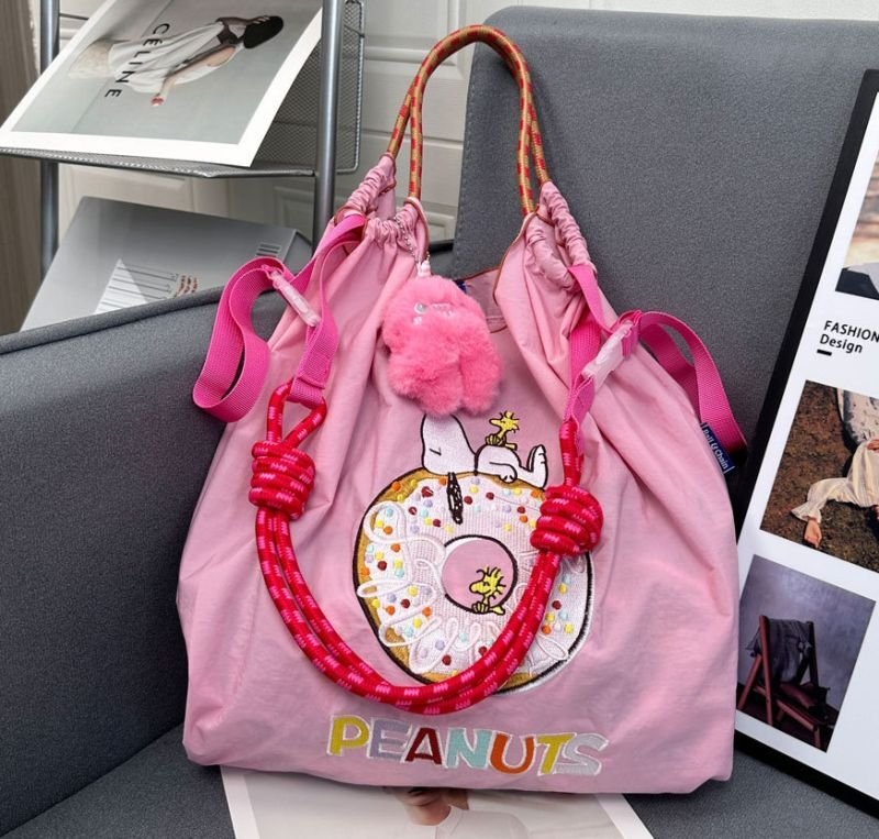 画像4: Donut x Snoopy x Woodstock ballchain tote shoulder bag  スヌーピー×ウッドストック×ドーナツトートショルダーエコショッピングバッグバッグ (4)