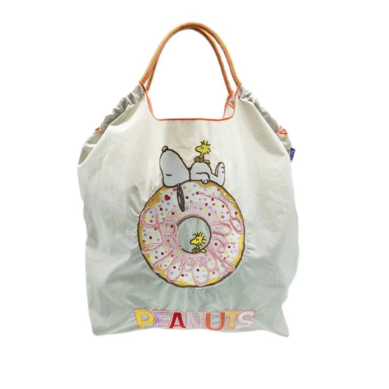 画像2: Donut x Snoopy x Woodstock ballchain tote shoulder bag  スヌーピー×ウッドストック×ドーナツトートショルダーエコショッピングバッグバッグ (2)