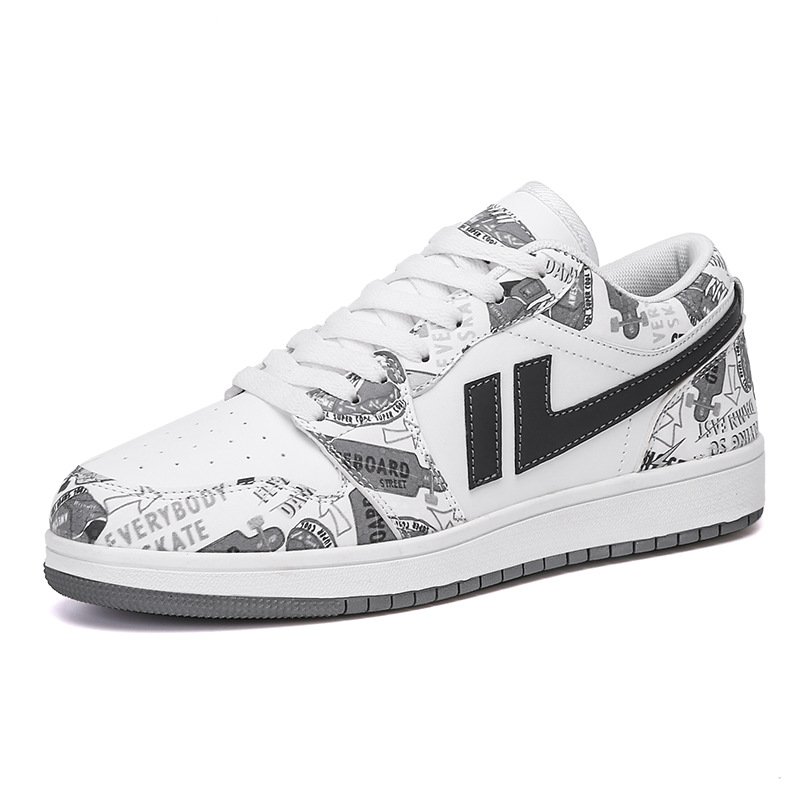 画像2: pop graphic print High cut & low cut lace up leather sneakers shoes 男女兼用 ユニセックスポップグラフィックプリントハイカット＆ローカットレザーハイカットレースアップ スニーカー シューズ (2)