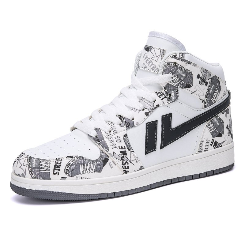 画像4: pop graphic print High cut & low cut lace up leather sneakers shoes 男女兼用 ユニセックスポップグラフィックプリントハイカット＆ローカットレザーハイカットレースアップ スニーカー シューズ (4)