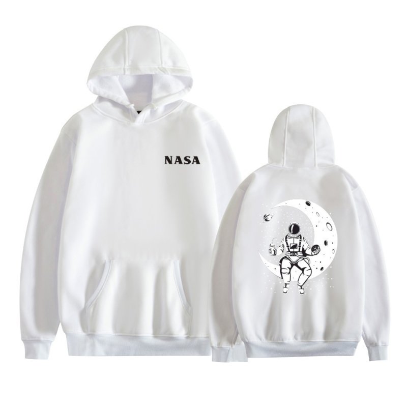 画像2: NASA space x resting astronaut Print  pullover hoodie hoody   ユニセックス 男女兼用 NASAナサ×宇宙飛行士プリント パーカー フーディ プルオーバースウェット トレーナー (2)