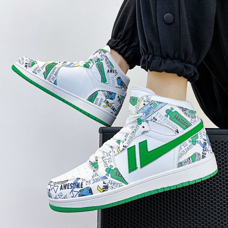 画像9: pop graphic print High cut & low cut lace up leather sneakers shoes 男女兼用 ユニセックスポップグラフィックプリントハイカット＆ローカットレザーハイカットレースアップ スニーカー シューズ (9)
