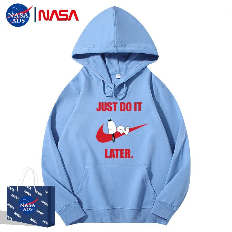 画像4: JUST DO IT LATER x Snoopy Hoodie sweatshirt ユニセックス男女兼用 NASA×JUST DO IT LATER×スヌーピー スウェット パーカー  (4)