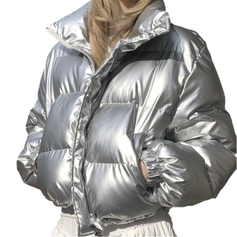 アルチビオ 白っぽいシルバーグレー×ホワイト　ドット柄ダウンジャケット silver shiny down short jacket coat ユニセックス男女兼用