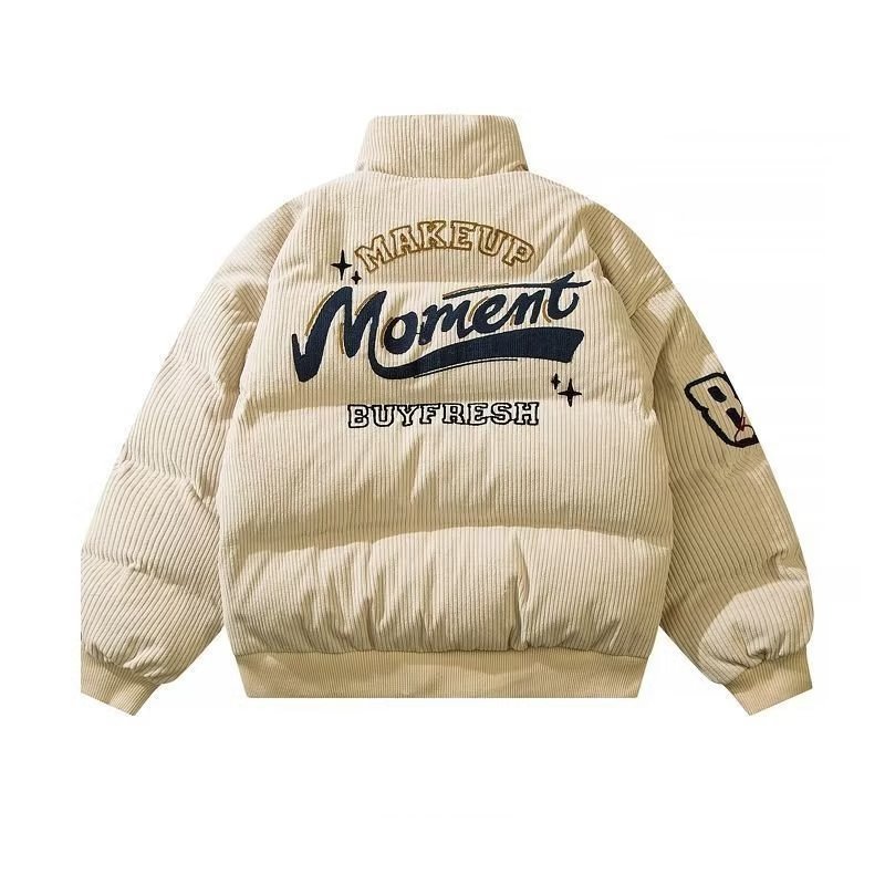 画像3: MOMENT logo cordoy down jacket cotton-padded jacketsdown  jacket ユニセックス 男女兼用MOMENTロゴ コーディロイダウンコートジャケット ブルゾン  (3)