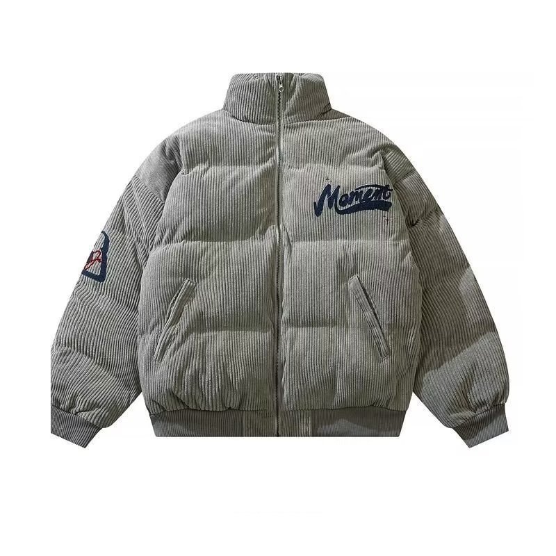 画像4: MOMENT logo cordoy down jacket cotton-padded jacketsdown  jacket ユニセックス 男女兼用MOMENTロゴ コーディロイダウンコートジャケット ブルゾン  (4)