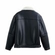 画像2: men's fashionable lapel shearling leather  sherpa jacket 　ユニセックス 男女兼用ムートンレザージャケットラペル ブルゾン　 (2)