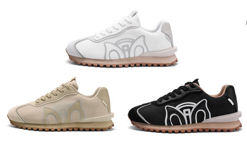 画像1: One point leather & canvas lace up sneakers shoes 男女兼用 ユニセックスワンポイントレザー＆キャンバスレースアップレザースニーカーシューズ (1)