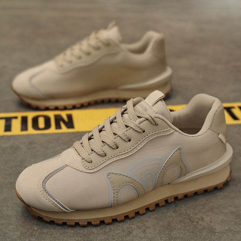 画像5: One point leather & canvas lace up sneakers shoes 男女兼用 ユニセックスワンポイントレザー＆キャンバスレースアップレザースニーカーシューズ (5)