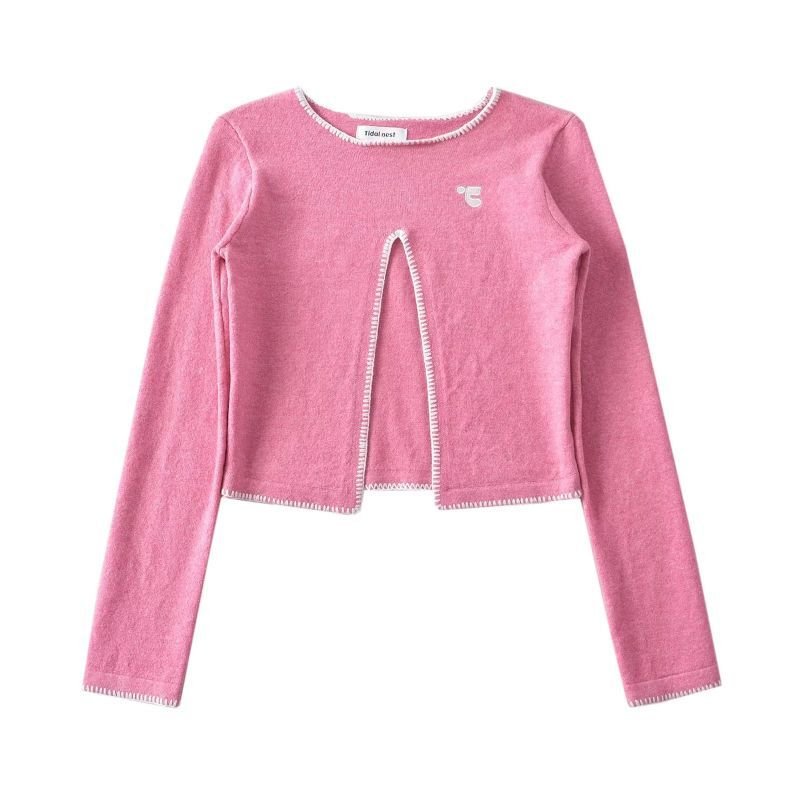 画像4: CUT OUT LONG SLEEVE KNIT TOP Sweater　カットアウトロングスリーブニットプルオーバーセーター (4)