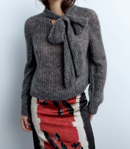 画像1: ribbon open-knit sweater　リボンボウ オープンニット セーター ニットプルオーバー (1)