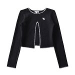 画像1: CUT OUT LONG SLEEVE KNIT TOP Sweater　カットアウトロングスリーブニットプルオーバーセーター (1)