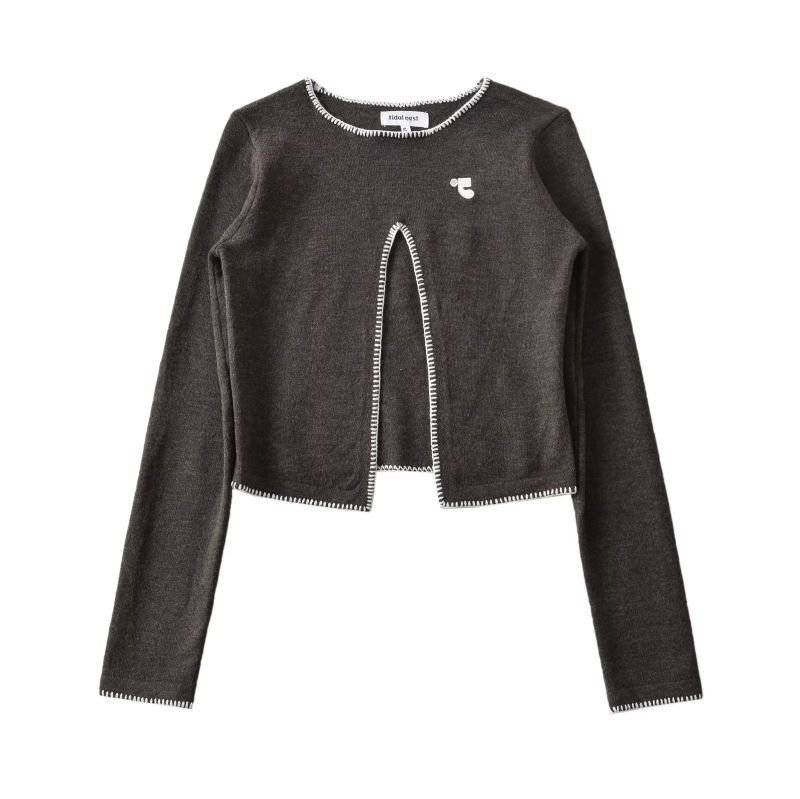 画像3: CUT OUT LONG SLEEVE KNIT TOP Sweater　カットアウトロングスリーブニットプルオーバーセーター (3)